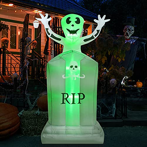 6FT Halloween Inflatables Tombstone w/ Ghost w/ LED