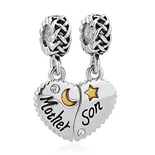 Mother- Daughter - Son Love Heart Charm Beads For Snake Chain Bracelet