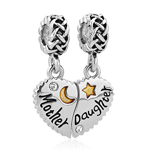 Mother- Daughter - Son Love Heart Charm Beads For Snake Chain Bracelet