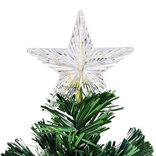 Pre-Lit Fiber Optic Artificial Christmas Tree w/ Multicolor Led Lights & Snowflakes