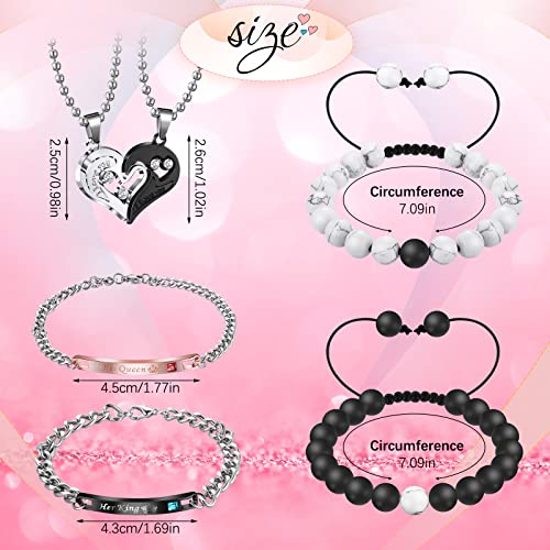 8 Pieces Couples Matching Necklace & Bracelet