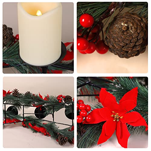 Christmas Centerpiece w/ 3 Candle Holders  Decoration