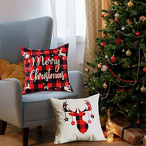 Set of 4  Christmas Throw Pillow Covers 18 x 18