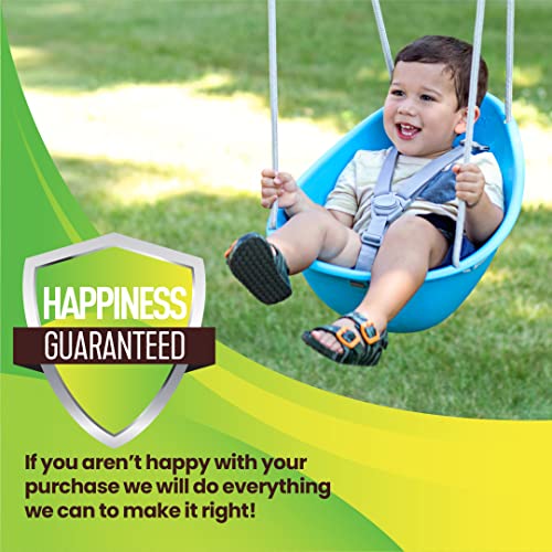 Your Child's First Swing w/ Blister Free Rope & 3-Point Safety Harness