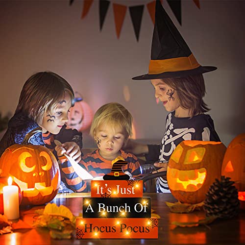 Halloween Wooden Block Sign with Led Lights- It's Just a Bunch of Hocus Pocus Decor