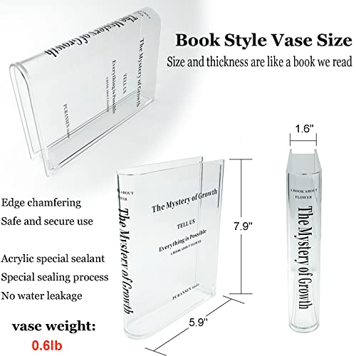 Book Vase for Flowers, Acrylic Clear Book Flower Vase, A Book About Flowers Vase, Unique Home/Bedroom