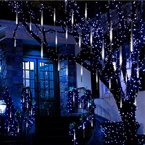 8 Tubes 288 LED Meteor Shower Rain Lights, 30cm Iciclelights Snow Falling Christmas Lights