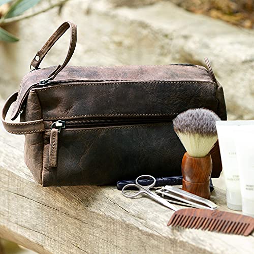 Leather Toiletry Bag - Hygiene Organizer Travel Kit