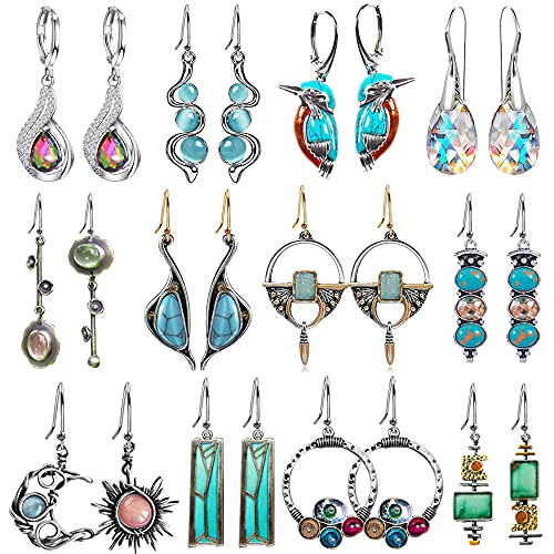 12 Pairs Small Dangle Hoop Drop Earrings for Women