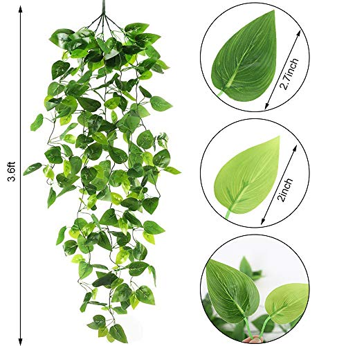 2pcs Artificial Hanging Plants 3.6ft Fake Ivy Vine Fake Ivy Leaves for Wedding Wall House Room Patio