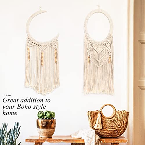 Set of 2 Macrame Moon Wall Hanging Decoration