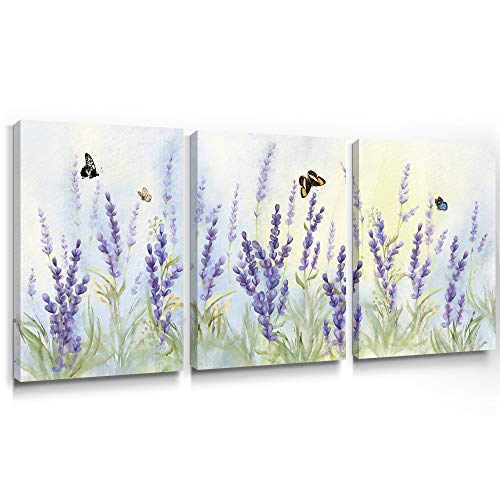 Purple Wall Art Canvas for Home Decoration 12×16 Inch, 3 Panels