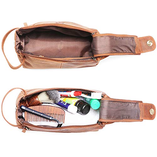 Leather Toiletry Bag - Hygiene Organizer Travel Kit