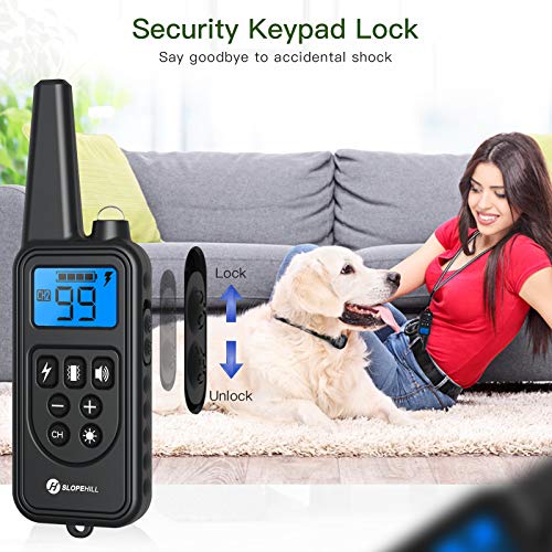 Dog Training Collar w/ 2600Ft Remote, Electronic  w/ Beep, Vibration, Shock, Light & Keypad Lock Mode