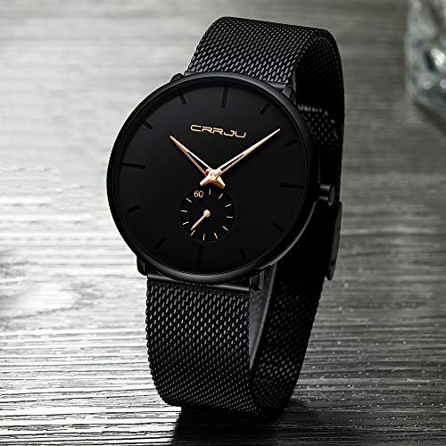 Ultra Thin Wrist Watches for Men Fashion Classic Waterproof Stainless Steel Band