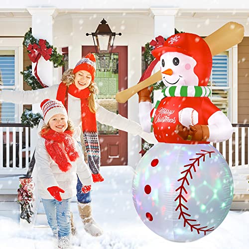 5FT Christmas Inflatables Outdoor Decorations, Inflatable Snowman Blow Up Yard Decorations with Rotating LED