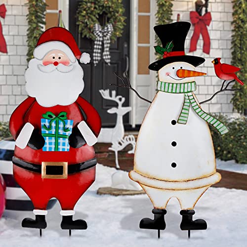 31.5 Inch 2 Pack Christmas Garden Metal Stakes Decoration