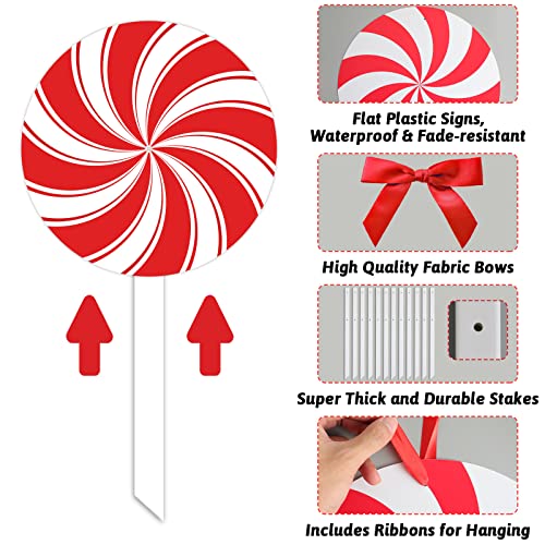 12 Pieces Christmas Peppermint Yard Stakes Decoration