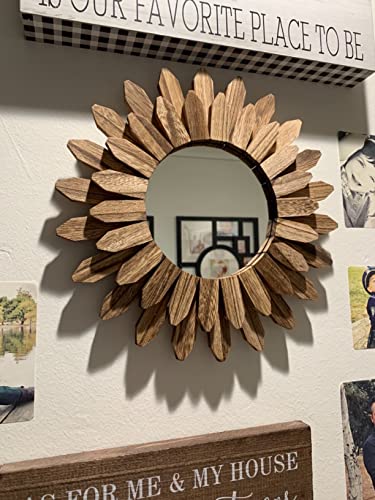 Wall Mirror Decorative 12.3 inch Rustic Wood