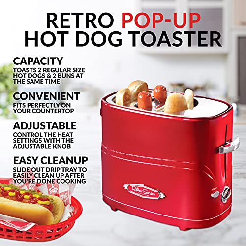 Pop-Up 2 Hot Dog & Bun Toaster w/ Mini Tongs