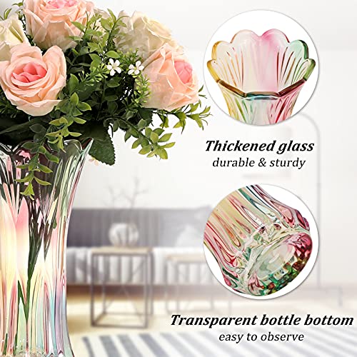Large Flower Vase Phoenix Tail Shape Thickened Crystal Glass for Home Decor