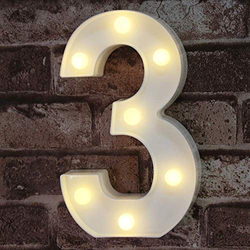 Decorative Led Light Up Numbers -White Plastic Marquee Numbers Battery Operated