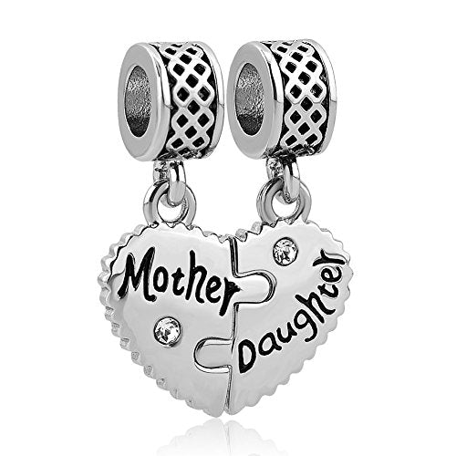 Mother- Daughter - Son Love Heart Charm Beads For Snake Chain Bracelet