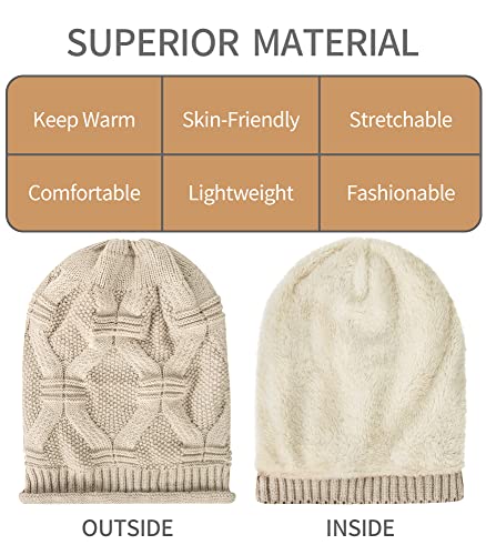 2 Pack Slouchy Beanie Winter Knit Soft Hat for Women/Men