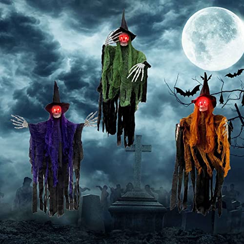 3 Pack Halloween Hanging Grim Reapers Decorations, Hcary Halloween Decorations Indoor Outdoor