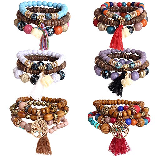 6 Sets Stackable Boho Bracelets for Women