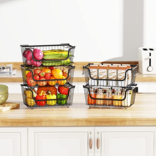 Stackable Wire Baskets for Storage/Organizer-Black