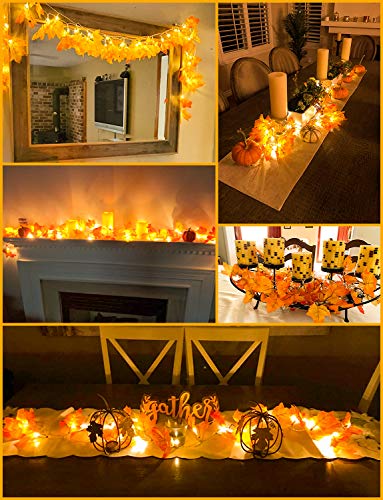 Thanksgiving Decorations Lighted Fall Garland, 8.2 Feet 20 LEDs