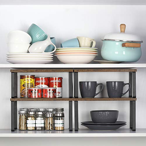 Stackable Kitchen Cabinet Shelf Organizers - Set of 4