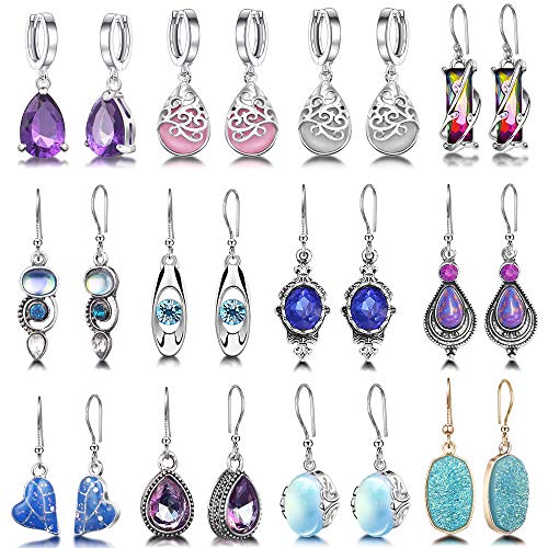 12 Pairs Small Dangle Hoop Drop Earrings for Women