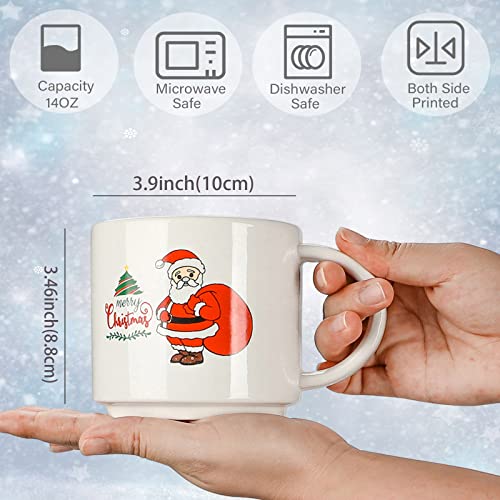 Large Christmas Coffee Mugs Set of 6- 14OZ