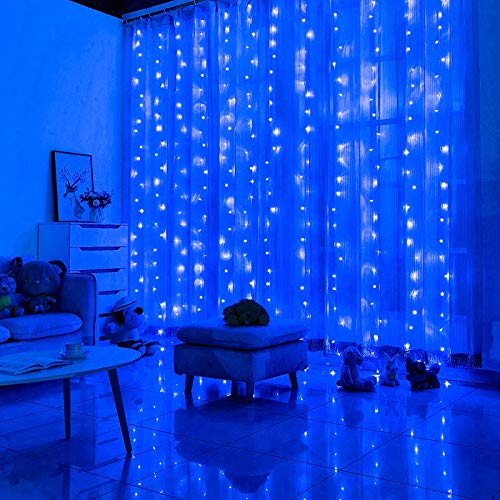 304 LED Curtain String Lights, 9.8 x 9.8 ft, 8 Modes Plug in w/ Remote