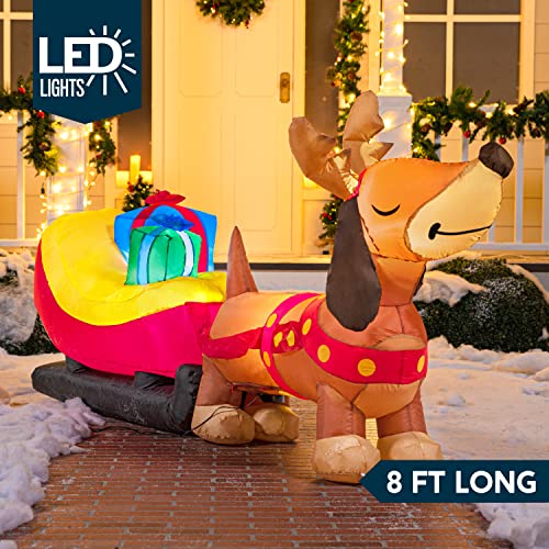 8 FT Christmas Puppy Inflatable w/ Build-in LEDs