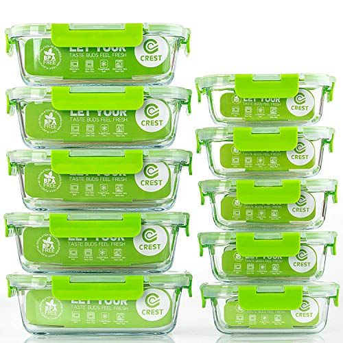 [10-Pack] Glass Food Storage Containers