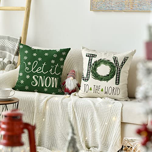 Set of 4 Christmas  Throw Pillow Covers, 18 x 18 Inch