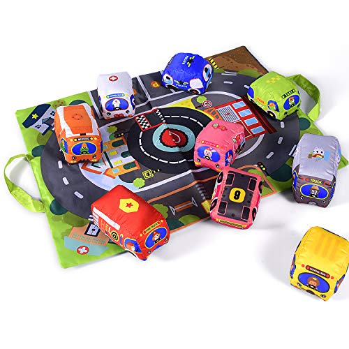 Soft Car Toy Set w/ Play Mat for Baby & Toddlers Toys