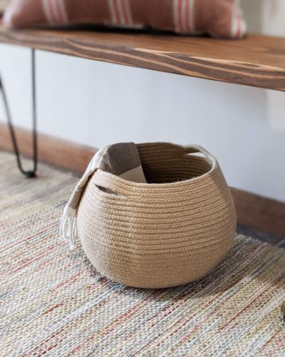 Cotton Rope Jute Round Baskets 10"D x 8.3"H