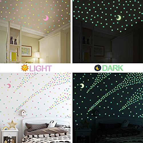 100 Pcs Glow in The Dark Luminous Stars Fluorescent Noctilucent Plastic Wall Stickers