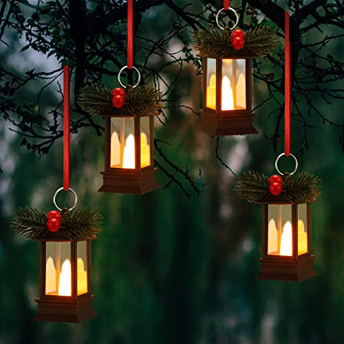 6 Pcs Christmas Mini Lantern with Flickering LED Candles