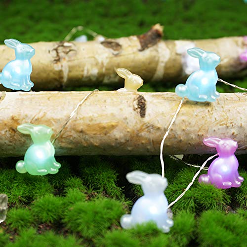 Easter Decoration Lights Bunny Rabbit LED String Lights Battery Operated with Remote 10 ft 40 LEDs