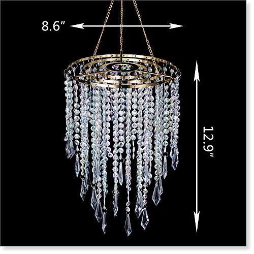 Modern Mini Chandelier Shade,H12.9" X W8.66" w/ Acrylic Jewel Droplets