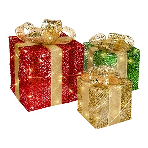 3pcs Lighted Gift Boxes Christmas Decorations