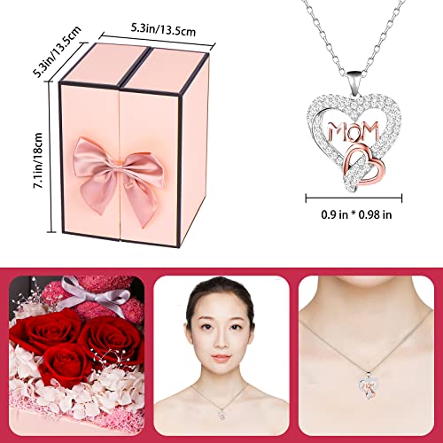 Preserved Rose Set Includes 925 Sterling Silver Necklace for Mothers' Day/Birthday Gift