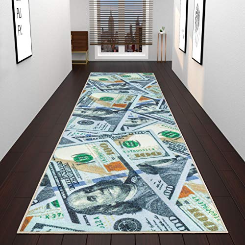 $100 Dollar Bill Runner Rug, Multicolor,