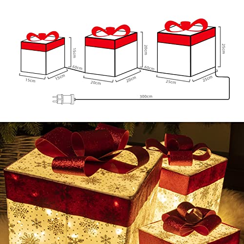 Christmas Lighted Gift Boxes, Set of 3