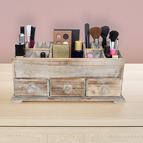 Vanity Drawer Beauty Organizer 3 Drawers - Wooden Cosmetic Storage Box